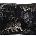 New 12x20'' inches Throw Pillow Cushion Covers - Black Color with Chenille Jacquard Embroidery Golden Tiger Luxury Modern Style Couch Sofa Bed Pillow Cover for Living Room Bedroom