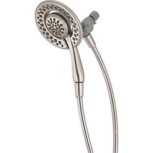 Delta 4-Setting In2ition 2-in-1 Dual Shower Head with HandHeld Spray, Brushed Nickel Detachable Shower Head with Hose, Showerhead, 1.75 GPM Flow Rate, SpotShield Nickel 75486CSN