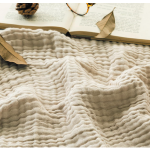 EMME Cotton Throw Blanket Large 50"x70" Gifts for Women 100% Muslin for Couch Breathable Gauze All Season Light Tan Soft and Lightweight PreWashed