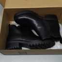 Wide Width Chelsea Boots Women Ankle Low Heel Fall Boots Lug Sole Short Booties (7.5 Wide, Black)