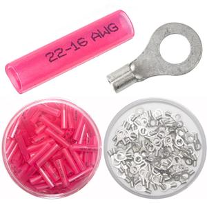 100PCS Separated Heat Shrink Ring Connectors Electrical Wire Crimp Terminals (Ring 3/8", AWG 22-16)