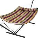 SUPERJARE Hammock with Stand, 2 Person Heavy Duty Hammock Frame, Detachable Pillow & Strong Curved-Bar & Portable Carrying Bag, Perfect for Outdoor & Indoor - Maple-Leaf Red