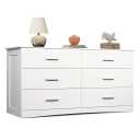 WLIVE Wood Dresser for Bedroom, Wide Chest of Drawers with 6 Drawers, Large White Storage Tower Unit, Modern Minimalist Closet Store Organizer for Living Room, Hallway
