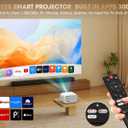 Smart Projector with WiFi 6 & Bluetooth, Compatible With Netflix/YouTube/ Prime Video Apps, Auto Focus & Keystone, Full-Sealed Optical Engine, Native 1080P Projector