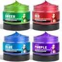 Halloween Party 4 Colors Temporary Hair Color for Kids,Gifts for Teens,Girls,Boys,Fun Gifts for Kids,Temporary Hair Dye,Green Purple Red Blue Hair Dye Color Wax,DIY Hairstyle Instant Color Wax