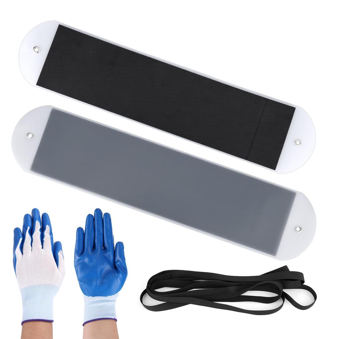 2pcs RV Slide Out Floor Protectors, Small 29.92x6.69in Premium PE and EVA Slide Out Sleds Protector with 2pcs Pull Straps & 1 Pair Gloves for Camper Travel Trailer(Black)