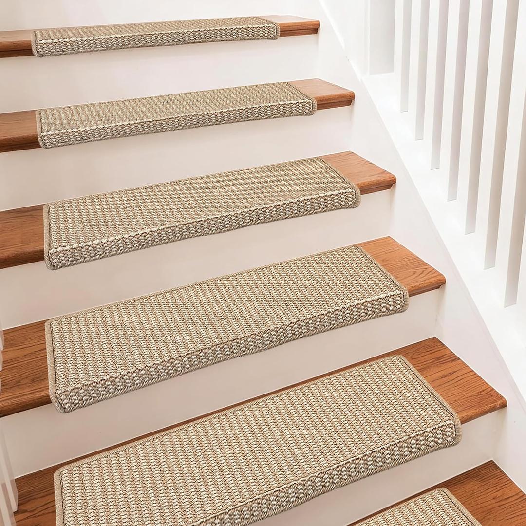 Bullnose Carpet Stair Treads, 7-Piece Set Stair Treads for Wooden Steps, 29.5" x 9.5"