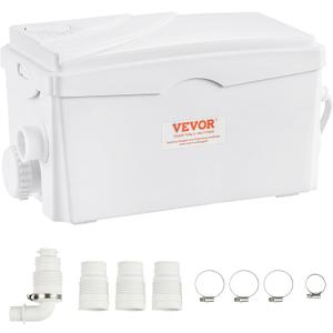 VEVOR 350W Utility Sink Pump, 6000 L/h Flow, 23 ft/7 m Head, Macerator Sewerage Sump Pump with 3 Water Inlets for Basement, Kitchen, Sink, Shower, Bathtub, Laundry Waste Water Disposal Upflush Machine