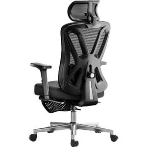Hbada P5 Ergonomic Office Chair, Desk Chair with Adjustable Lumbar Support and Height, Comfortable Mesh Computer Chair with Footrest 2D Headrest, Swivel Tilt Function Black