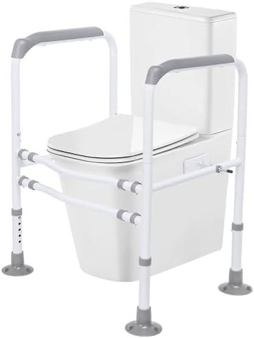 Toilet Safety Rails, Adjustable Toilet Safety Frame, Toilet Safety Rails for Seniors, Toilet Handles for Elderly and Disabled, Toilet Rails for Seniors, Toilet Rails,Elderly Assistance products, 600LB (White)