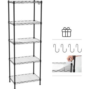 WORKPRO Storage Shelves, 5-Tier Metal Shelving, Garage Wire Rack, 17-3/8"W x 11-1/2"D x 51-1/2"H, 550 LBS Load Capacity, Standing Food Shelving Unit, Adjustable Shelf for Kitchen Pantry Closet Garage