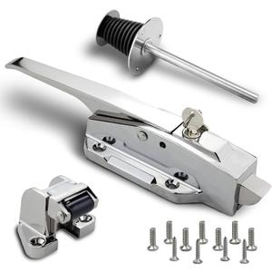 Walk in Cooler Door Handle, Walk in Cooler Door Closer Complete Latch Kit, Freezer Doors Handle (Metallic Silver (304 Stainless Steel Push Rod), 1/8 in to 1/4 in(Flush))