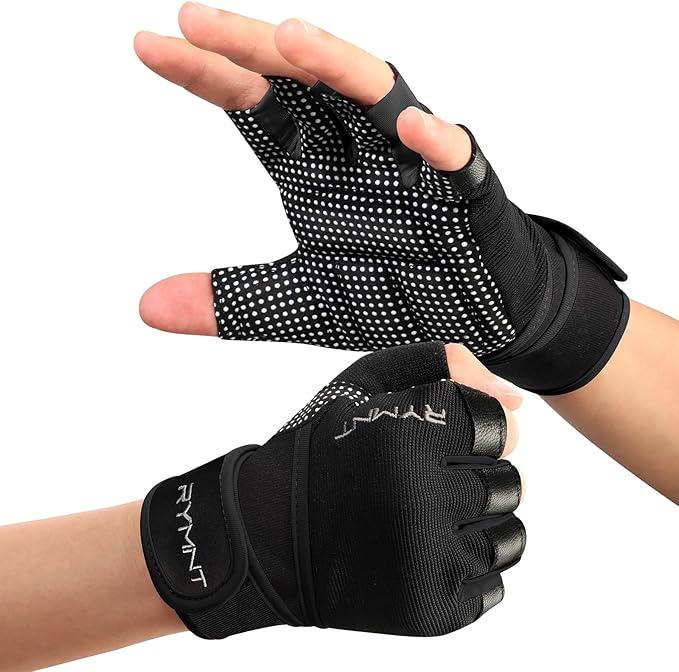 Workout Gloves with Wrist Wrap Support, Weight Lifting Gloves with Full Palm Protection & Extra Grip for Men Women Gym Exercise, Fitness, Weightlifting, Pull ups (Medium, Pink)