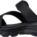 Skechers Women's EASY GOING - SLIDE ON BY casual sandal, Black/Black 8 M