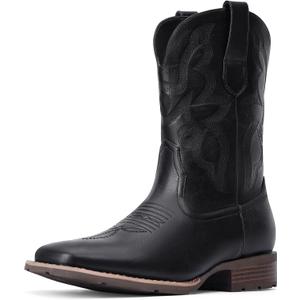 Cowboy Boots For Men - Western Boot Men's Cowboy Boots With Square Toe | Cowboy Western Boot | Pull-on Boots| Old West Style Embroidered (10.5, Black)