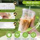 Ginkgo 32 oz Clear Plastic Cups with Lids and Jumbo Straws, Disposable To Go Iced Coffee Cups for Smoothie, Boba Milk Tea - 50 Pack