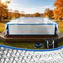 Hot Tub Cover 84.5 x 84.5 x 22 in, Thermal Bubble PE Sheet Solar Spa Cover with Wind Straps & Side-Drop Wrap for 84/83/82 in Square Outdoor Spa, Silver Gray