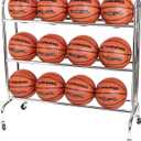 CHAMPRO 12 Ball Rack with Casters for Basketball, Volleyball, and More, Upright