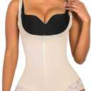 SHAPERX Women's Fajas Colombianas Shapewear Postpartum Tummy Control Body Shaper Butt Lifter Bodysuit (XL, Beige)