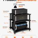 Heavy Duty 3-Tier AV Media Stand, 264 lb Load Capacity, Black