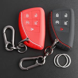 TANDRIVE Key Fob Cover for 2026 2025 2024 Chevy Equinox Traverse Blazer EV GMC Acadia Terrain and 2026-2021 Buick Envision, 5 Button, Silicone, 2-Pack, Black and Red