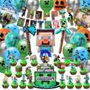 theme party decoration 3pc Foil Balloons 24pc cupcake topper 1pc cake topper 2pcs pvc toy birthday party supplies happy birthday banner