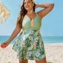 Hanna Nikole Womens Plus Size Swim Dress Swimsuit One Piece Tummy Control Bathing Suit Flowy Body Shaping Swimwear 18W