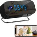 Wireless Camera Clock HD 1080P Video Recorder WiFi Nanny Cam with Motion Detection Remote View Night Vision Indoor Security Camera for Baby/Pet/Home