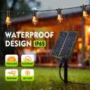 Outdoor Solar String Lights 52FT 16, Shatterproof & Waterproof LED Patio Lights with Remote, Dimmable & Timer Functions, 2700K Warm White Commercial Grade Decorative Hanging Lights