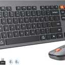 MEETION Wireless Keyboard and Mouse, Ultra Slim Multi-Device Bluetooth Keyboard Mouse, Low-Profile Full Size Keyboard, 1200-3200 DPI Mice, for Computer PC Laptop Tablet iPad, Windows/Mac/iOS (C9770-Black)