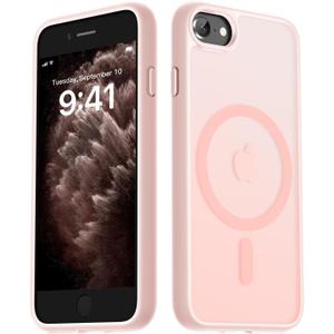 LATVIN for iPhone SE Case 2022(3rd)/2020(2nd), iPhone 8/7 Case, Magnetic Phone Cover, Compatible with MagSafe, Military Grade Protection, Translucent Matte Back, Pink