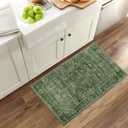 2x3 Entryway Rug Green Washable Vintage Rugs for Entryway Kitchen Low Pile Non-Slip Door Mat Traditional Distressed Small Throw Area Rugs for Kitchen Entrance Bathroom Green