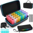 Monthly Pill Organizer 4 Times a Day, Pill Box Organizer with 32 Daily Compartments, 30 Day Pill Organizer 4X a Day Pill Holder with Hard Shell Travel Case with Weekly Pill Bag 4 Times a Day