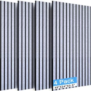 Large Acoustic Panels, 48"X24"X0.4" Sound Proof Foam Panels for Walls, Sound Dampening Panels, Soundproof Wall Panels for Home Studio&Office Decor. (Silver gray+black, 4 Pack)