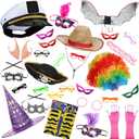 Landhoow 33 Pcs Funny Photo Booth Party Assorted Photo Booth Kit Props Costume Accessories Set, Captain Hat Funny Glasses for Wedding Props Birthday Parties Family Photos Booths Carnival Party