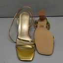 Women's Sandals Chunky High Heel Square Open Toe Slingback Heel Sandals with Ankle Strap for Dresses Party Shoes
(6.5, Nude)