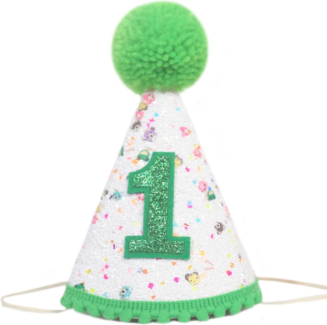HGFC Wild One Birthday Crown - Woodland 1st Decor, Deep Green 1st Birthday Hat For Boy, Green Cake Smash Photo Prop