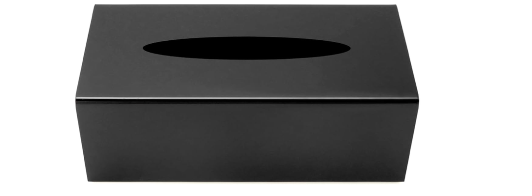 QWORK® Acrylic Tissue Box 25 x 12 x 9 cm, Cosmetic Tissue Box with Magnetic Cover, Black, for Bathroom, Kitchen