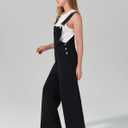 roswear Womens Denim Overalls Loose Fit Stretchy Baggy Overall Bib Wide Leg Casual Jean Jumpsuits (Black, M)