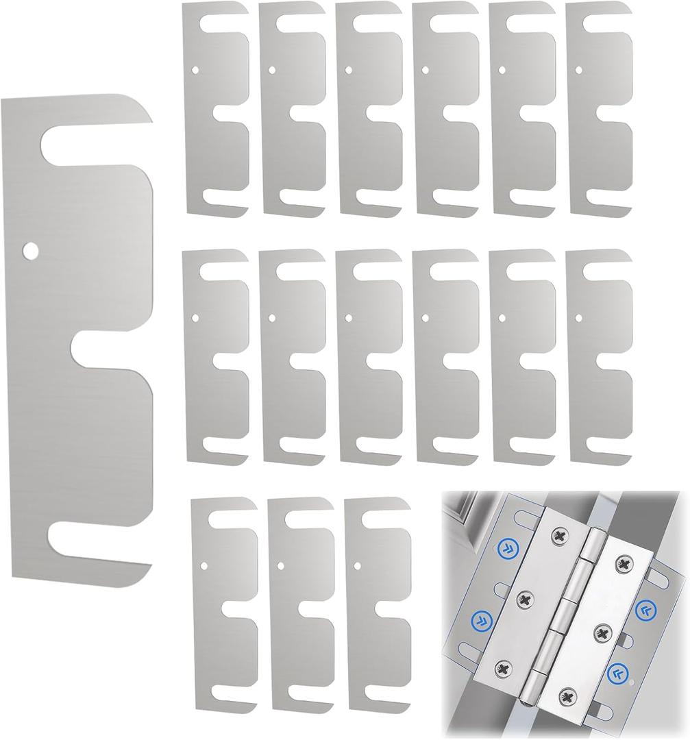 FAWAYSHAAN Hardware Door Hinge Shims (16Pcs), Stainless Steel Hinge Shims for Door Hinge Repair (3.5 Inch)