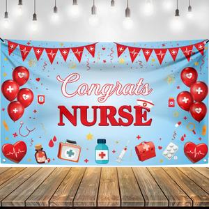 KatchOn, Red and Blue Congrats Nurse Banner - XtraLarge 72x44 Inch | Grad Banner, 2026 Graduation Decorations | Nurses week decorations | Class of 2026 Decorations | Nurse graduation party decorations