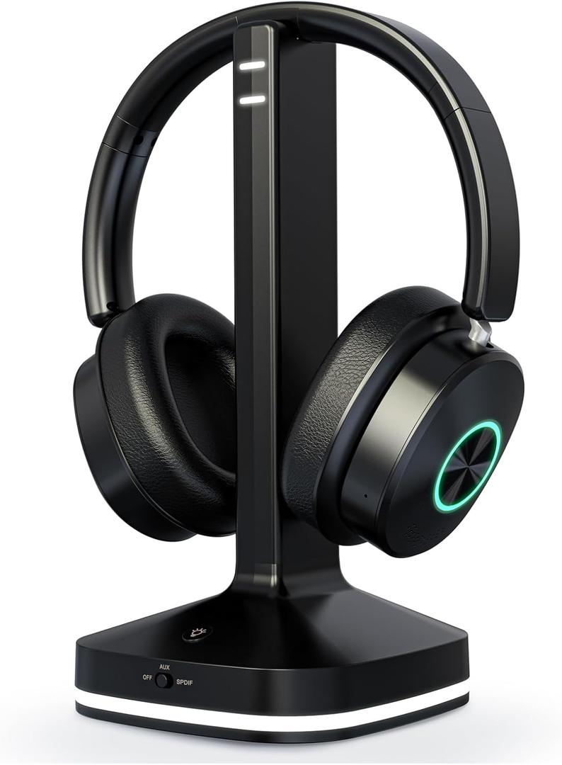 Wireless Headphones for TV Watching, TV Headphones Wireless for Seniors with Transmitter Charging Base, Over Ear Headset with 3 Audio Modes, No Audio Delay Blutooth 5.4, Gifts for Parents/Elderly (Black)