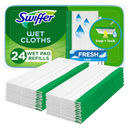 Swiffer Sweep + Mop, Wet Pads Refill, Floor Cleaner for Dirt, Dust, Hair, Cleaning Cloths for Mopping Home, Bathroom, Kitchen, All Purpose MultiSurface Floor Wipes, Fresh, 24ct