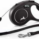 FLEXI New Classic Cord Retractable Dog Leash for Small Dogs up to 33 lbs. 26 ft., Black | Tangle-Free Pet Walking Leash with One-Handed Brake, Pause, Lock|German Quality Product, Small