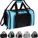 Top tasta Cat Dog Carrier Case Soft Sided Pet Carrier, Collapsible for Small Medium Animal Kitten Puppy Up to 30Lbs, Airline Approved Carrier Open and 4 Ventilated Mesh Windows (Inches20*13 * 13 Blue)