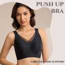 Bras for Women No Underwire Comfortable Sports Bra Smoothing Minimizer Everyday Bra(32C-46DD) (Black)