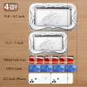 4-Pack Silver Serving Trays Set - ZENOVLUX Lightweight Bow Floral Engraved Mirror Decorative Tray, 13.8" x 8.7" Party Platters for Easter, Food, Appetizer, Charcuterie, Cookies, Desserts