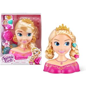 Sparkle Girlz Princess Hair Styling Head with 14 Accessories by ZURU,Multi,10097