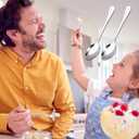 2 x Dads Ice Cream Spoon, Dad Gifts from Daughter, Birthday Gifts Christmas Stocking Stuffers for Dad, Gift for DAD Who Wants Nothing, Fathers Day Stainless Steel Ice Cream Spoons, Husband Gift from Wife