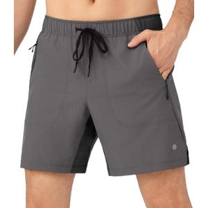 Separatec Men's 2 in 1 Running Shorts with U-Support Compression Liner, Quick Dry Workout Athletic Gym Shorts (Large, Dark Grey)